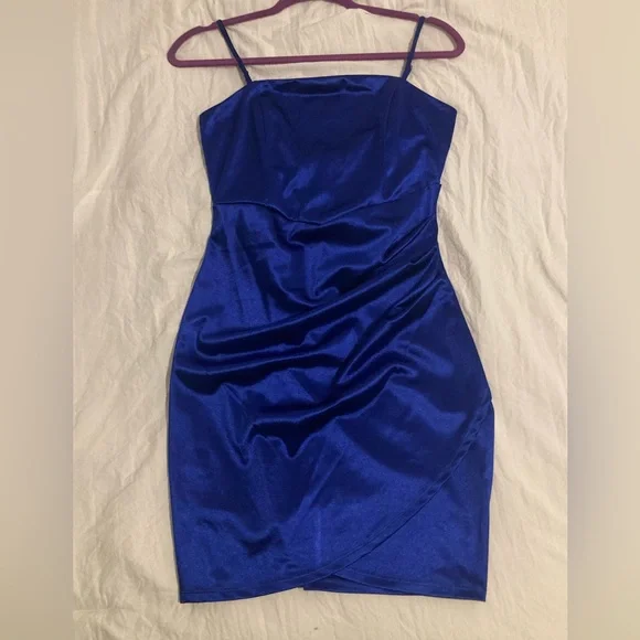 honey and rosie blue dress Honey and Rosie Navy Ruched Cocktail Dress